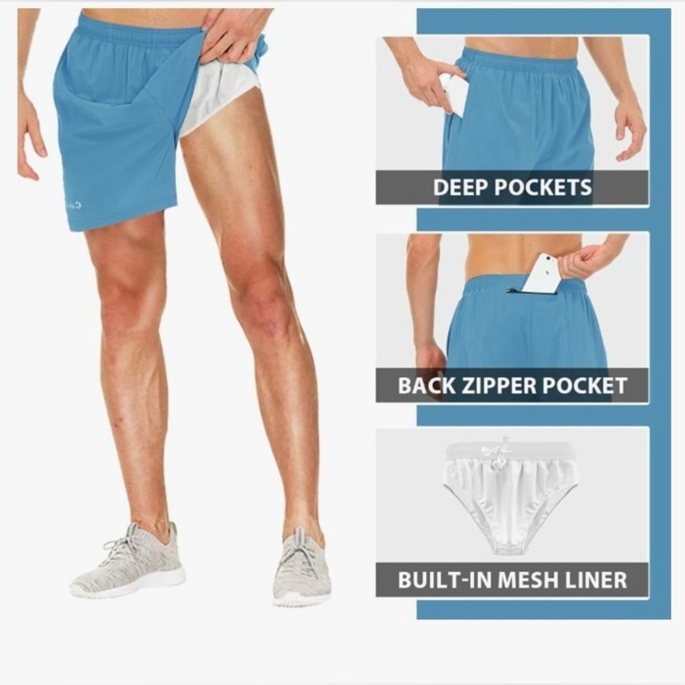 Cakulo Men's 5 Inch Quick Dry Athletic Shorts, XXL - Picture 5 of 6